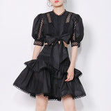 Lantern Sleeve Shirt / Ruffle Skirt Set