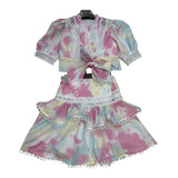 Lantern Sleeve Shirt / Ruffle Skirt Set