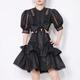 Lantern Sleeve Shirt / Ruffle Skirt Set