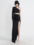 Diagonal Collar One Shoulder Dress