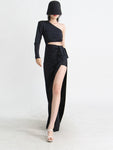 Diagonal Collar One Shoulder Dress