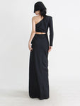 Diagonal Collar One Shoulder Dress