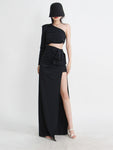 Diagonal Collar One Shoulder Dress