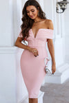 Off-Shoulder Back Slit Bandage Dress