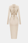 Zip Up Cutout Drawstring Detail Dress