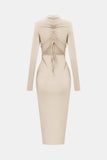 Zip Up Cutout Drawstring Detail Dress