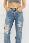 Judy Blue Bella Full Size Distressed Straight Jeans