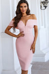 Off-Shoulder Back Slit Bandage Dress