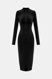 Zip Up Cutout Drawstring Detail Dress