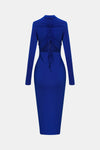 Zip Up Cutout Drawstring Detail Dress