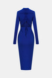 Zip Up Cutout Drawstring Detail Dress