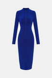 Zip Up Cutout Drawstring Detail Dress