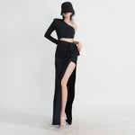 Diagonal Collar One Shoulder Dress