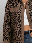 Full Size Leopard Buttoned Jacket