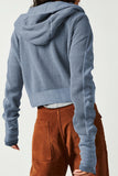 Waffle-Knit Long Sleeve Hooded Jacket