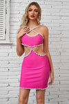 Pearl Trim Cutout Bandage Dress