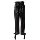 High Waist Bottom Bandage Sequin Pant