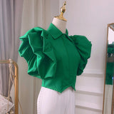 Green With Envy Vintage Ruffle Blouse