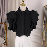 Green With Envy Vintage Ruffle Blouse