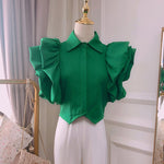 Green With Envy Vintage Ruffle Blouse