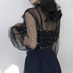 Chiffon Bow Beading Blouse
