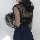 Chiffon Bow Beading Blouse