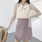 Chiffon Bow Beading Blouse