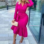 Rose Are Red Ruffle Midi Dress