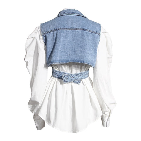 The Cross Up Denim Top